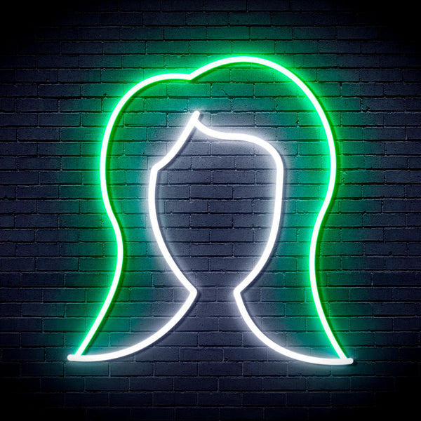 ADVPRO Lady Hair Style Ultra-Bright LED Neon Sign fnu0277 - White & Green
