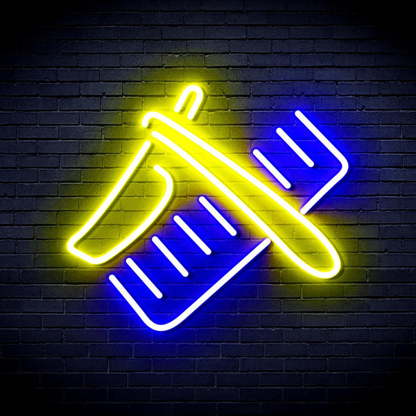 ADVPRO Shavers and Comb Ultra-Bright LED Neon Sign fnu0286 - Blue & Yellow