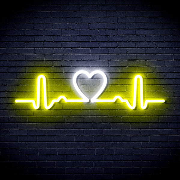 ADVPRO Electrocardiogram with Heart Ultra-Bright LED Neon Sign fnu0312 - White & Yellow