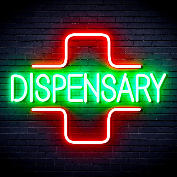 ADVPRO Dispensary with Cross Ultra-Bright LED Neon Sign fnu0327 - Green & Red