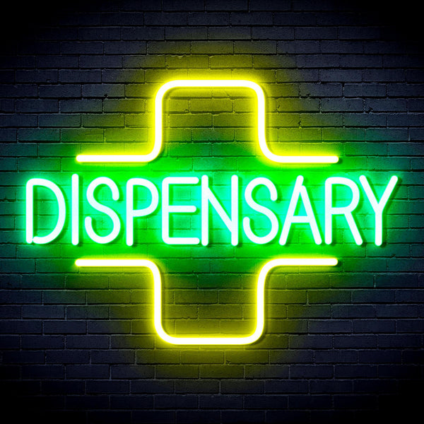 ADVPRO Dispensary with Cross Ultra-Bright LED Neon Sign fnu0327 - Green & Yellow