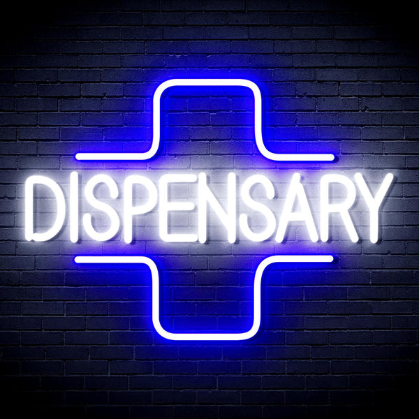 ADVPRO Dispensary with Cross Ultra-Bright LED Neon Sign fnu0327 - White & Blue