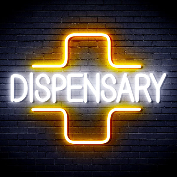 ADVPRO Dispensary with Cross Ultra-Bright LED Neon Sign fnu0327 - White & Golden Yellow