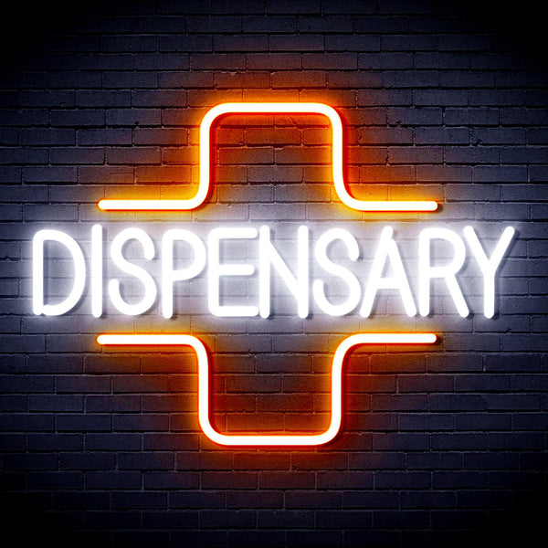 ADVPRO Dispensary with Cross Ultra-Bright LED Neon Sign fnu0327 - White & Orange