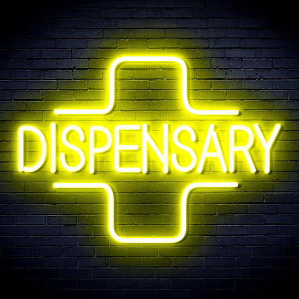ADVPRO Dispensary with Cross Ultra-Bright LED Neon Sign fnu0327 - Yellow