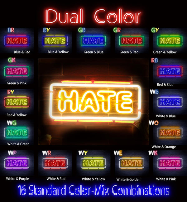 ADVPRO Hate Ultra-Bright LED Neon Sign fnu0340 - Dual-Color