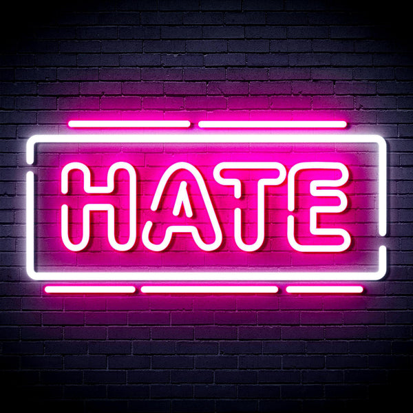 ADVPRO Hate Ultra-Bright LED Neon Sign fnu0340 - White & Pink