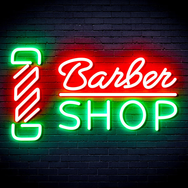 ADVPRO Barber Shop with Barber Pole Ultra-Bright LED Neon Sign fnu0355 - Green & Red