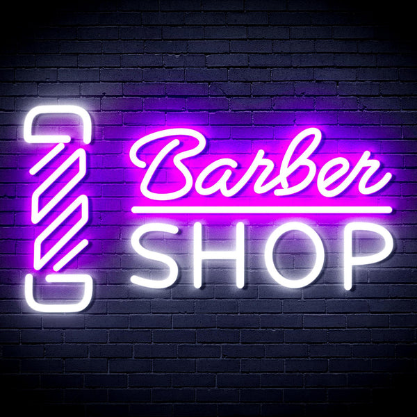 ADVPRO Barber Shop with Barber Pole Ultra-Bright LED Neon Sign fnu0355 - White & Purple