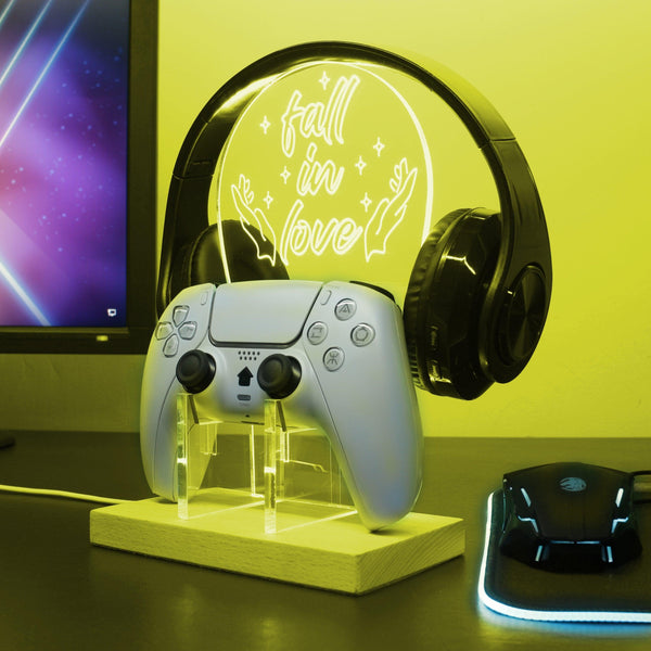 ADVPRO Fall in Love Gamer LED neon stand hgA-j0027 - Yellow