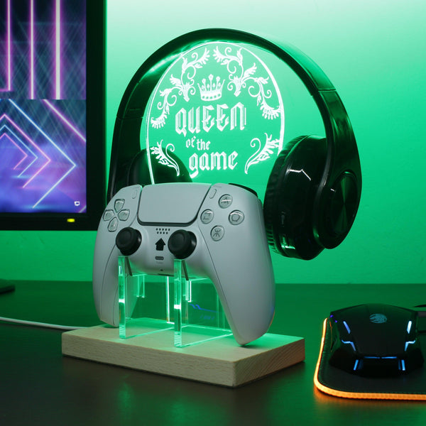 ADVPRO Queen of The Game with Classic Border Gamer LED neon stand hgA-j0030 - Green