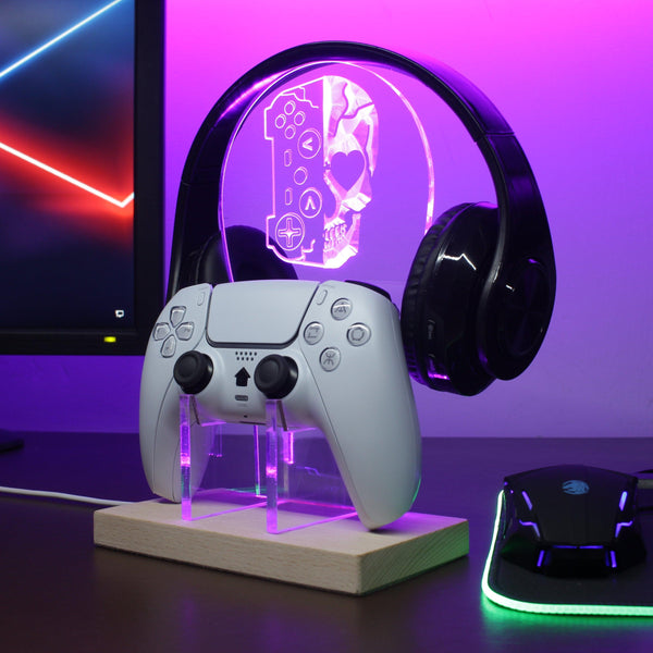 ADVPRO Skull Game Combine Together Gamer LED neon stand hgA-j0057 - Purple