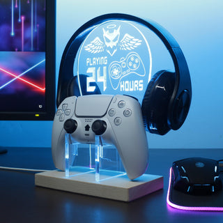 ADVPRO Playing Game 24 Hours Gamer LED neon stand hgA-j0059 - Sky Blue
