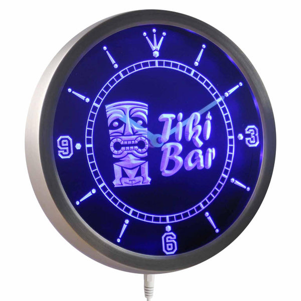 ADVPRO Tiki Bar Mask Beer Neon Sign LED Wall Clock nc0294 - Blue