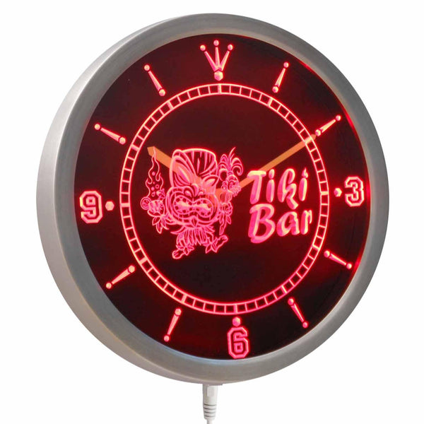 ADVPRO Tiki Bar Mask Beer Neon Sign LED Wall Clock nc0295 - Red
