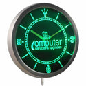 ADVPRO Computer Services & Upgrade Repairs Neon Sign LED Wall Clock nc0306 - Green
