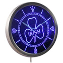 ADVPRO Irish Pub Shamrock Bar Beer Neon Sign LED Wall Clock nc0328 - Blue