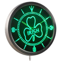 ADVPRO Irish Pub Shamrock Bar Beer Neon Sign LED Wall Clock nc0328 - Green