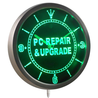 ADVPRO PC Repair & Upgrade Computer Neon Sign LED Wall Clock nc0332 - Green