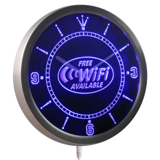 ADVPRO Free Wi-Fi Available Neon Sign LED Wall Clock nc0345 - Blue