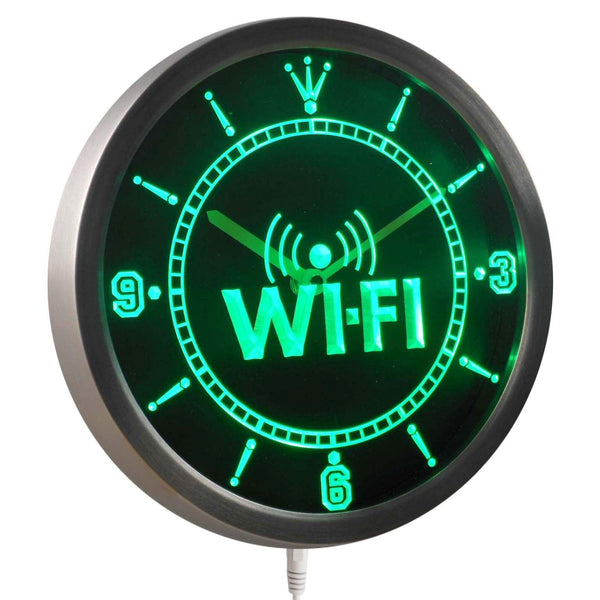 ADVPRO Wi-Fi Zone Neon Sign LED Wall Clock nc0346 - Green