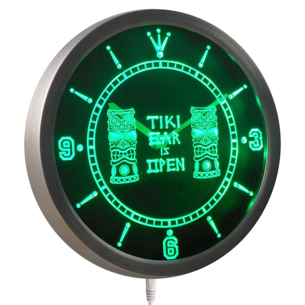 ADVPRO Tiki Bar Masks Pub Club Neon Sign LED Wall Clock nc0347 - Green