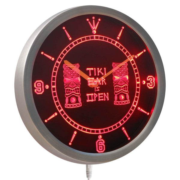 ADVPRO Tiki Bar Masks Pub Club Neon Sign LED Wall Clock nc0347 - Red