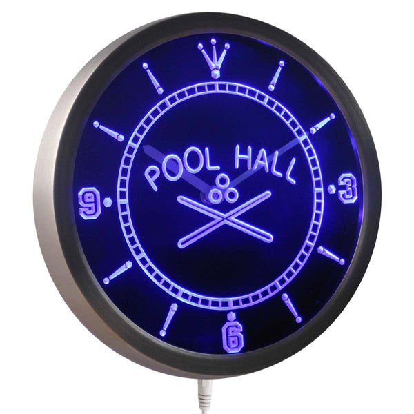 ADVPRO Pool Hall Room Bar Beer Neon Sign LED Wall Clock nc0350 - Blue
