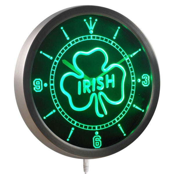 ADVPRO Irish Pub Shamrock Bar Beer Club Neon Sign LED Wall Clock nc0353 - Green