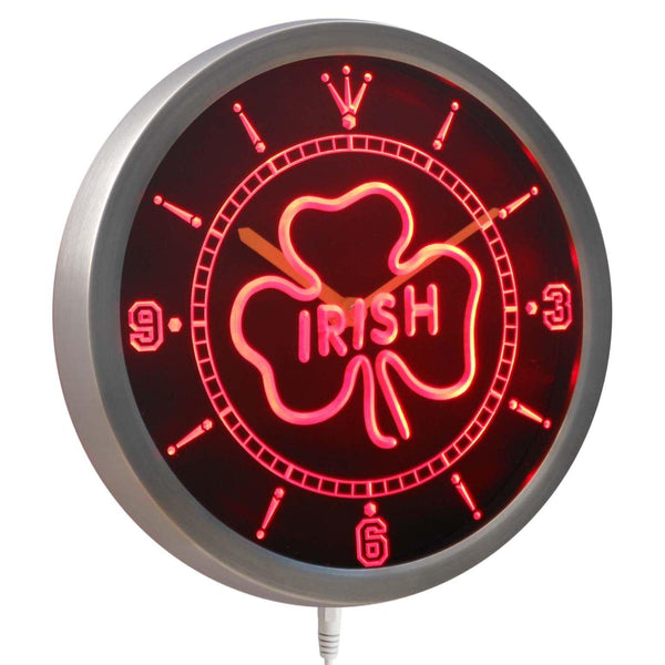 ADVPRO Irish Pub Shamrock Bar Beer Club Neon Sign LED Wall Clock nc0353 - Red