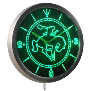 ADVPRO Western Cowboy Rodeo Horse Bar Neon Sign LED Wall Clock nc0360 - Green