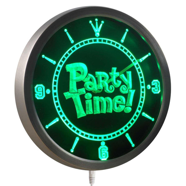 AdvPro - Party Time Happy Hour Bar Beer Room Neon Sign LED Wall Clock nc0361 - Neon Clock