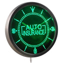 ADVPRO Auto Insurance Display Gift Neon Sign LED Wall Clock nc0367 - Green