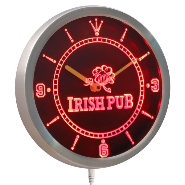 ADVPRO Irish Pub Shamrock Bar Club Neon Sign LED Wall Clock nc0381 - Red