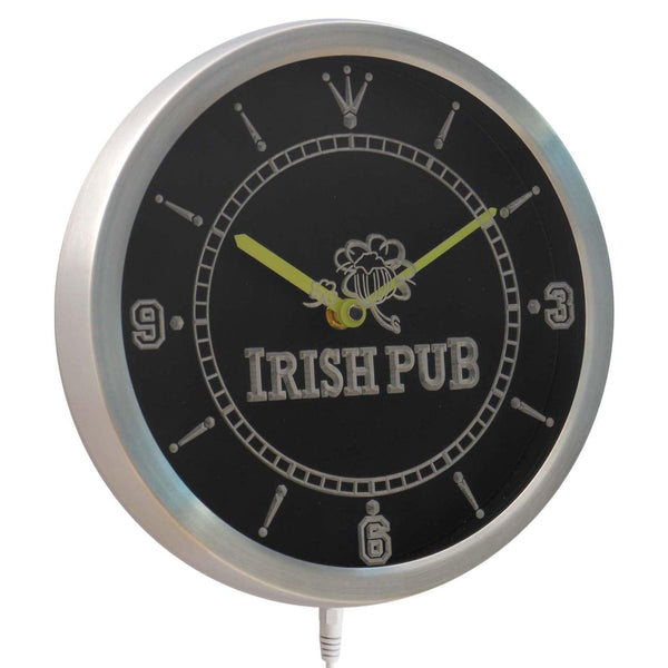 ADVPRO Irish Pub Shamrock Bar Club Neon Sign LED Wall Clock nc0381 - Multi-color