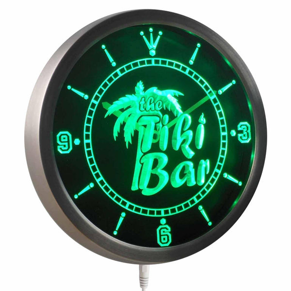 AdvPro - The Tiki Bar Palm Tree Beer Neon Sign LED Wall Clock nc0385 - Neon Clock
