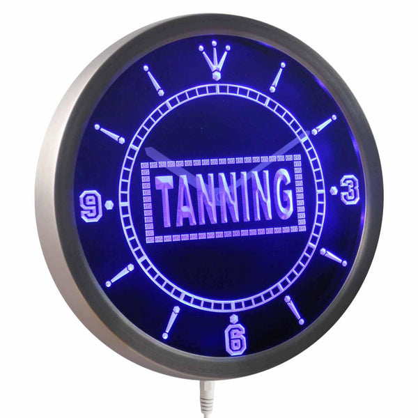 ADVPRO Tanning Sun Bathing Display Neon Sign LED Wall Clock nc0397 - Blue