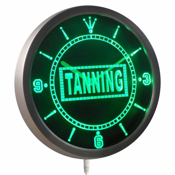 ADVPRO Tanning Sun Bathing Display Neon Sign LED Wall Clock nc0397 - Green