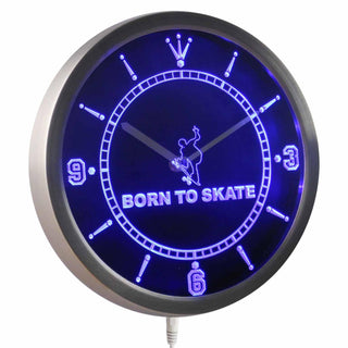 ADVPRO Born to Skate Home Decor Neon Sign LED Wall Clock nc0402 - Blue