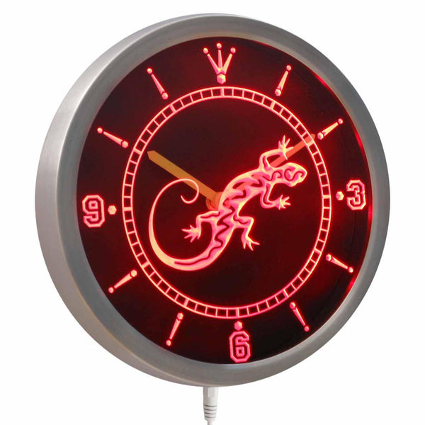 ADVPRO Gecko Lizard Display D?cor Bar Beer Neon Sign LED Wall Clock nc0414 - Red