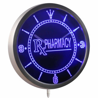 ADVPRO Pharmacy RX Symbol Shop Neon Sign LED Wall Clock nc0425 - Blue
