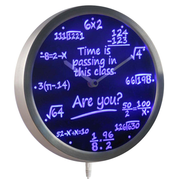ADVPRO Math Class Time is Passing are You? Gift Decor Neon LED Wall Clock nc0463 - Blue
