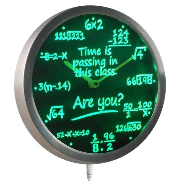 ADVPRO Math Class Time is Passing are You? Gift Decor Neon LED Wall Clock nc0463 - Green