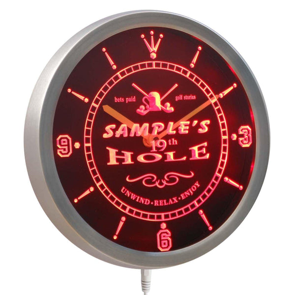 ADVPRO Golf 19th Hole Personalized Your Name Bar Beer Sign Neon LED Wall Clock ncpi-tm - Red