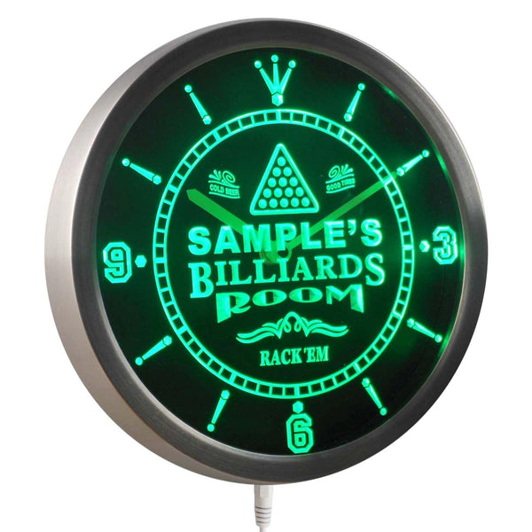 ADVPRO Billiards Room Personalized Your Name Bar Beer Sign Neon LED Wall Clock ncpj-tm - Green