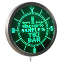 ADVPRO Tiki Bar Personalized Your Name Bar Beer Sign Neon LED Wall Clock ncpm-tm - Green
