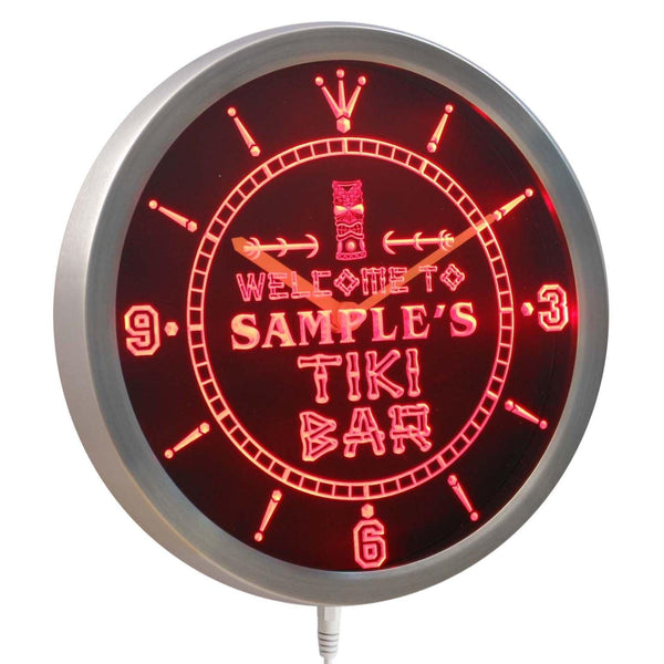 AdvPro - Tiki Bar Personalized Your Bar Beer Sign Neon LED Wall Clock ncpm-tm - Neon Clock