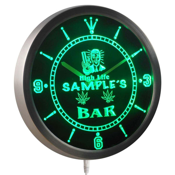 ADVPRO Name Personalized Custom Marijuana High Life Bar Neon Sign LED Wall Clock nctp-tm - Green