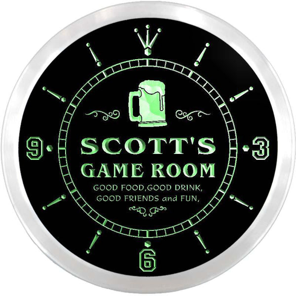ADVPRO Scott's Game Room Beer Mug Custom Name Neon Sign Clock ncx0032-tm - Green