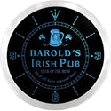 ADVPRO Harold's Irish Pub Custom Name Neon Sign Clock ncx0044-tm - Blue